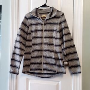 Faded Glory NWT Striped Gray Black Women's M(8-10) Zip-Up Jacket Fall Winter